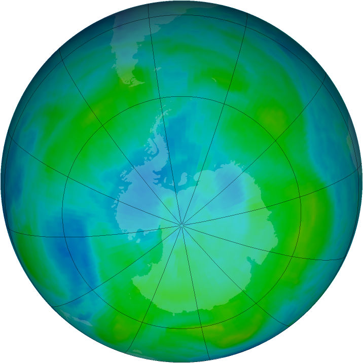 Antarctic ozone map for 12 February 1987